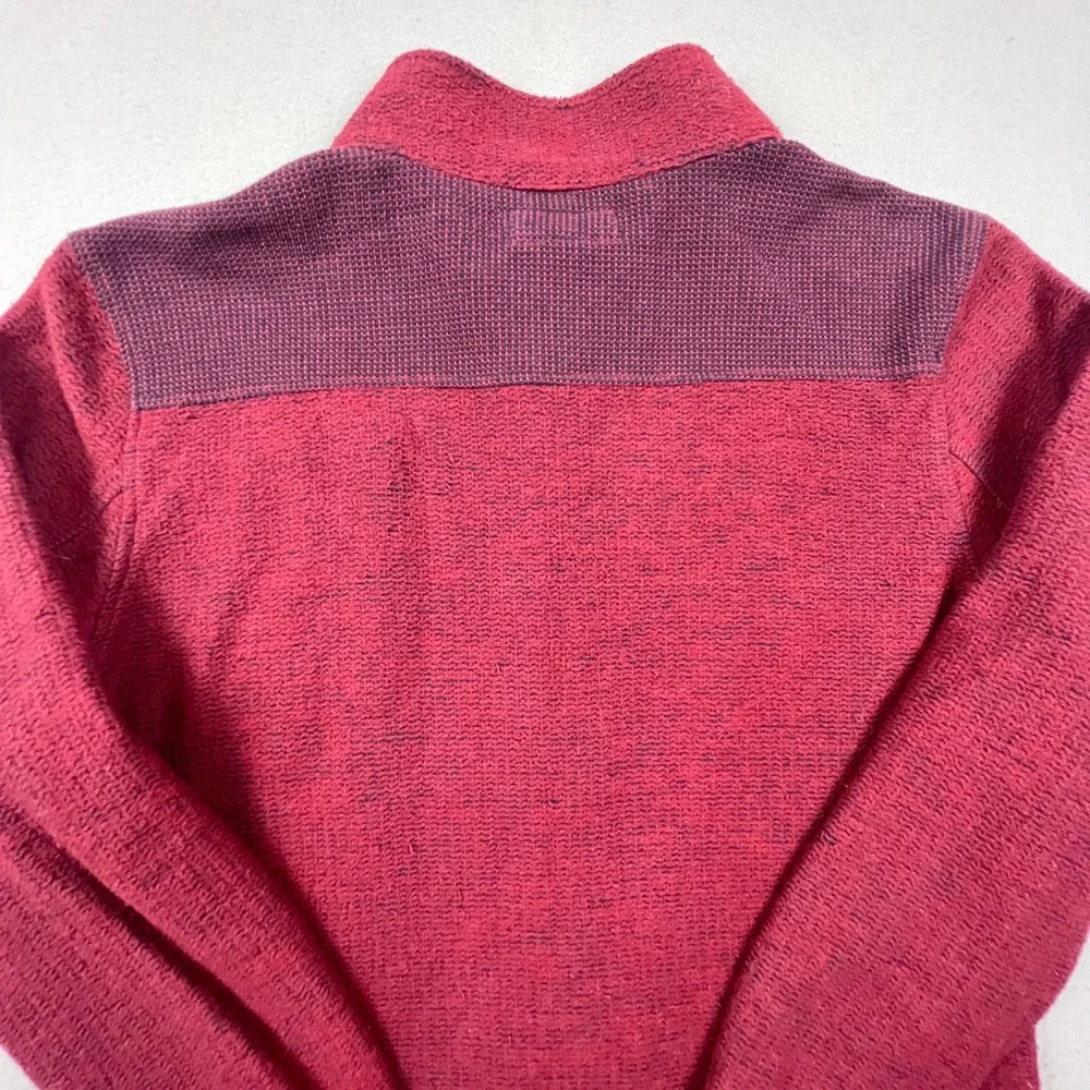 Carbon2Cobalt Shirt Jacket Mens XL Burgundy Snap Front Knit Waffle Yoke Outdoor